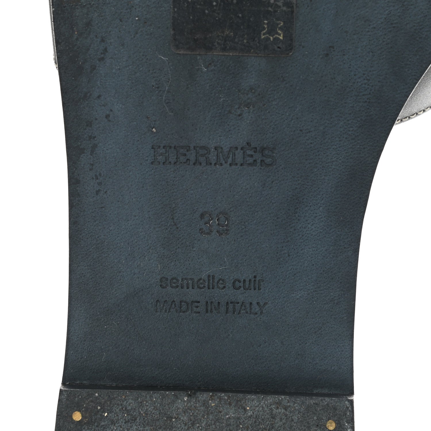 Hermes Box Calfskin Oran Sandals 39 Black 6 of 10