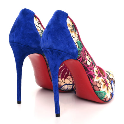 Christian Louboutin Lace Veau Velours Florale Follies 100 Pumps 38.5 Multicolor 4 of 8