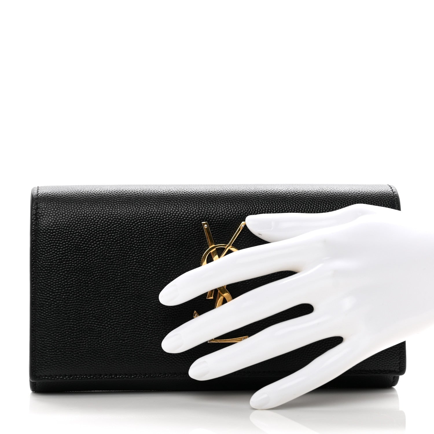 Saint Laurent SAINT LAURENT Grain De Poudre Classic Monogram Cassandre Wallet Black 2 of 8