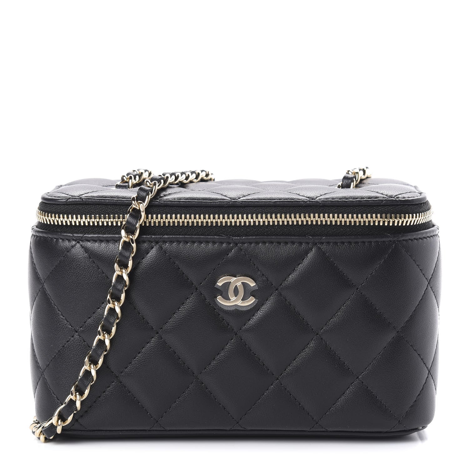 Chanel Lambskin Quilted Small Vanity Case With Chain Black 1 of 11