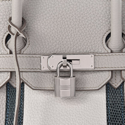 Hermes Taurillon Clemence Lizard Club Birkin 35 Gris Perle White Mykonos 39 of 39