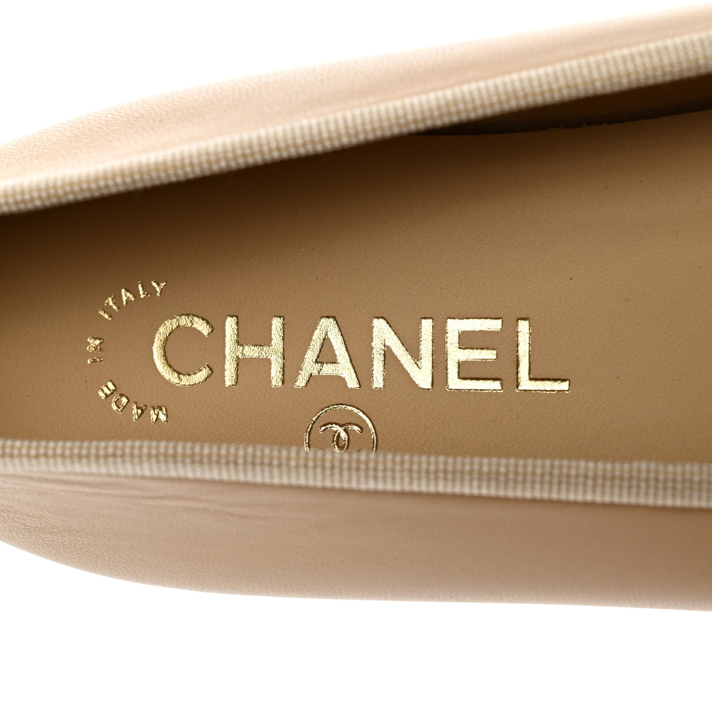 Lambskin Cap Toe CC Ballerina Flats 39 Beige Black