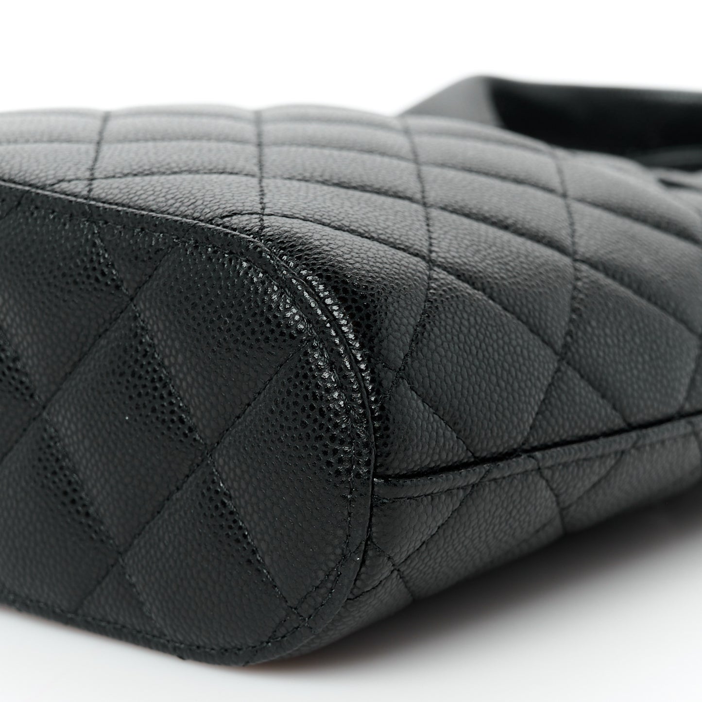 Caviar Quilted Top Handle Clutch With Chain Black