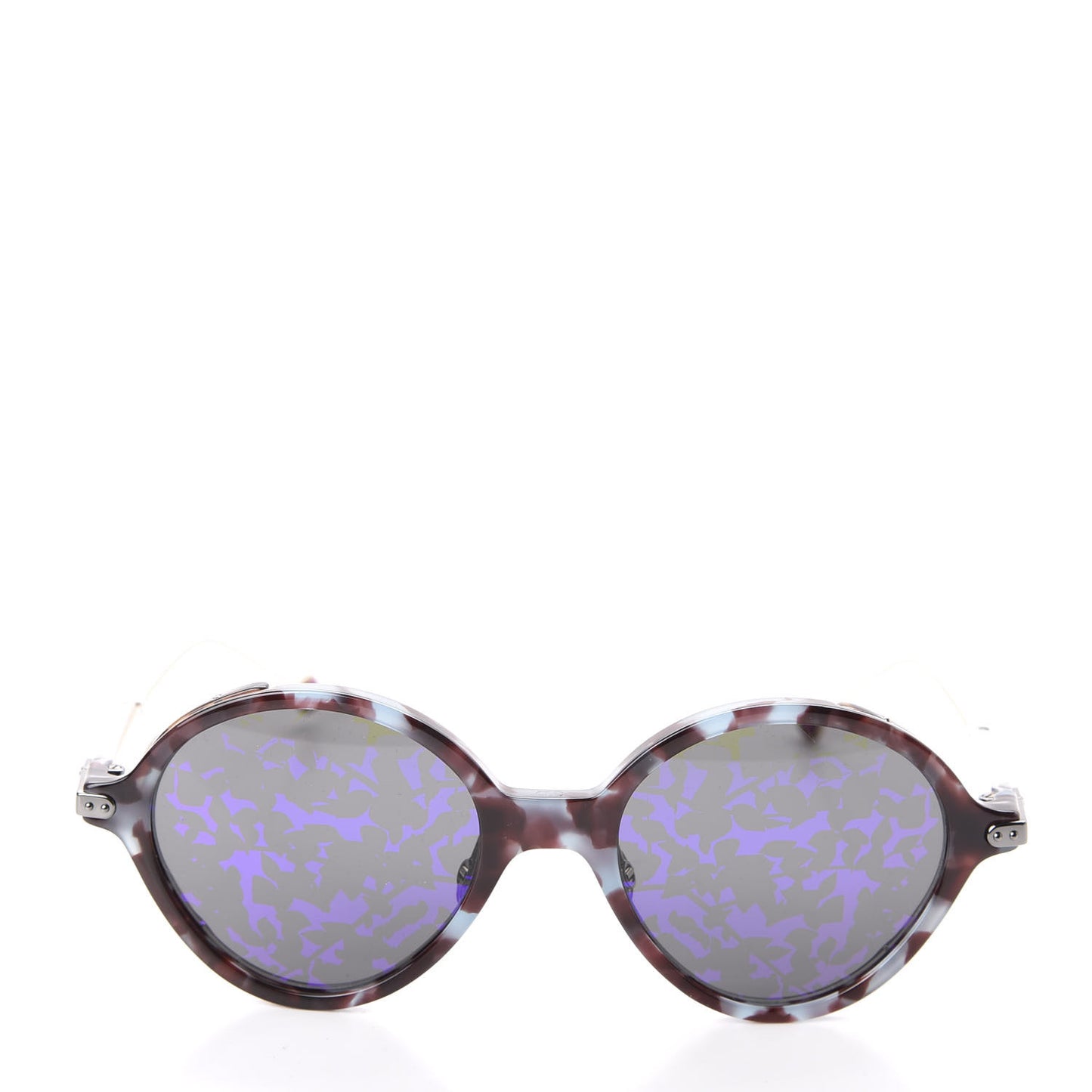 Acetate Leaf Print Umbrage Round Sunglasses Purple Foliage