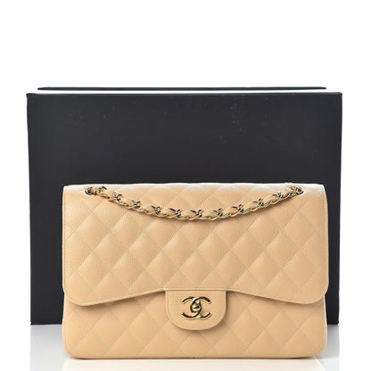 Chanel Caviar Quilted Jumbo Double Flap Light Beige 10 of 10