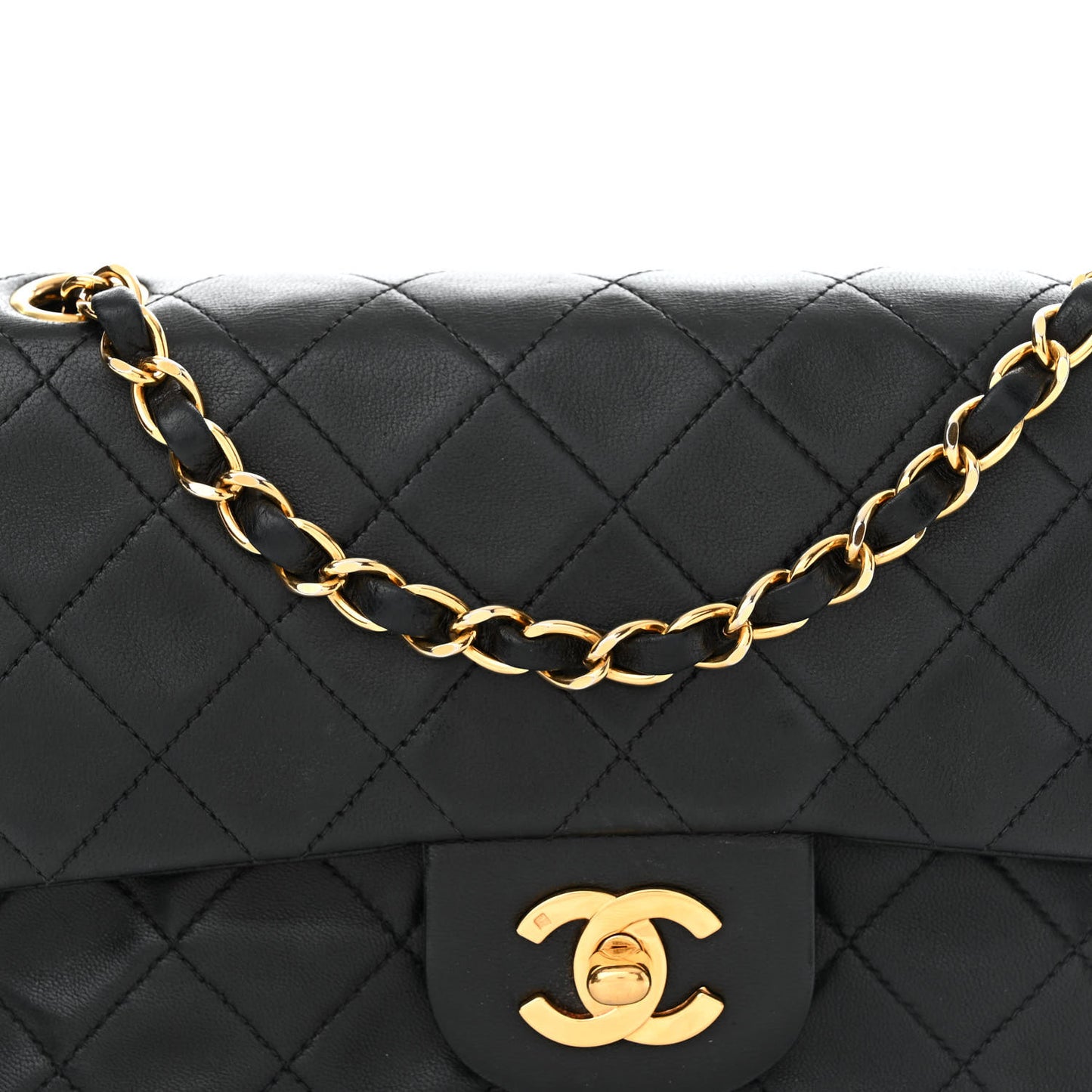 Lambskin Quilted Small Double Flap Black