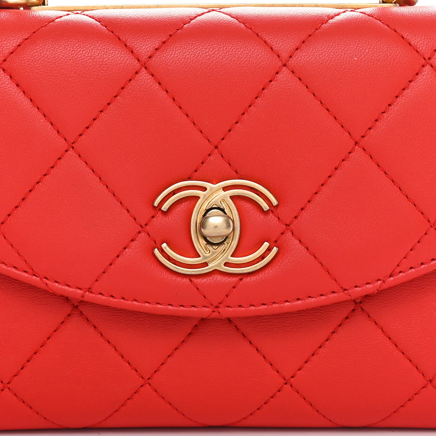 Chanel Lambskin Quilted Small Trendy Spirit Top Handle Bag Red 8 of 10