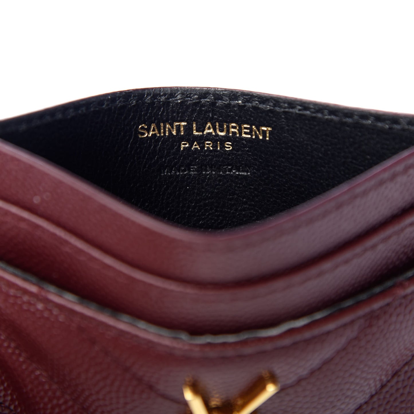 Grain De Poudre Matelasse Chevron Monogram Credit Card Case Bordeaux