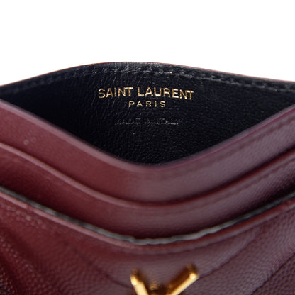 Saint Laurent Grain De Poudre Matelasse Chevron Monogram Credit Card Case Bordeaux 6 of 11