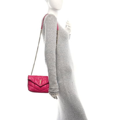 Saint Laurent Lambskin Quilted Toy Loulou Puffer Monogram Chain Satchel Bubblegum 2 of 11