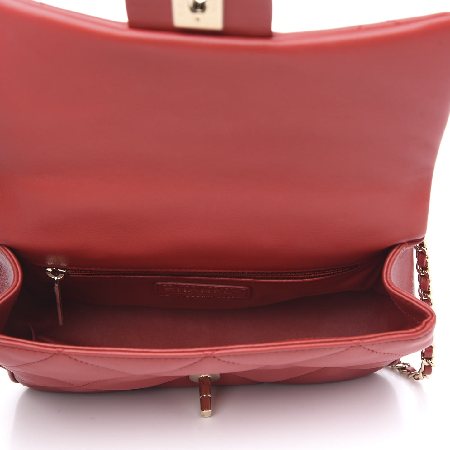 Lambskin Quilted Small Easy Carry Flap Red