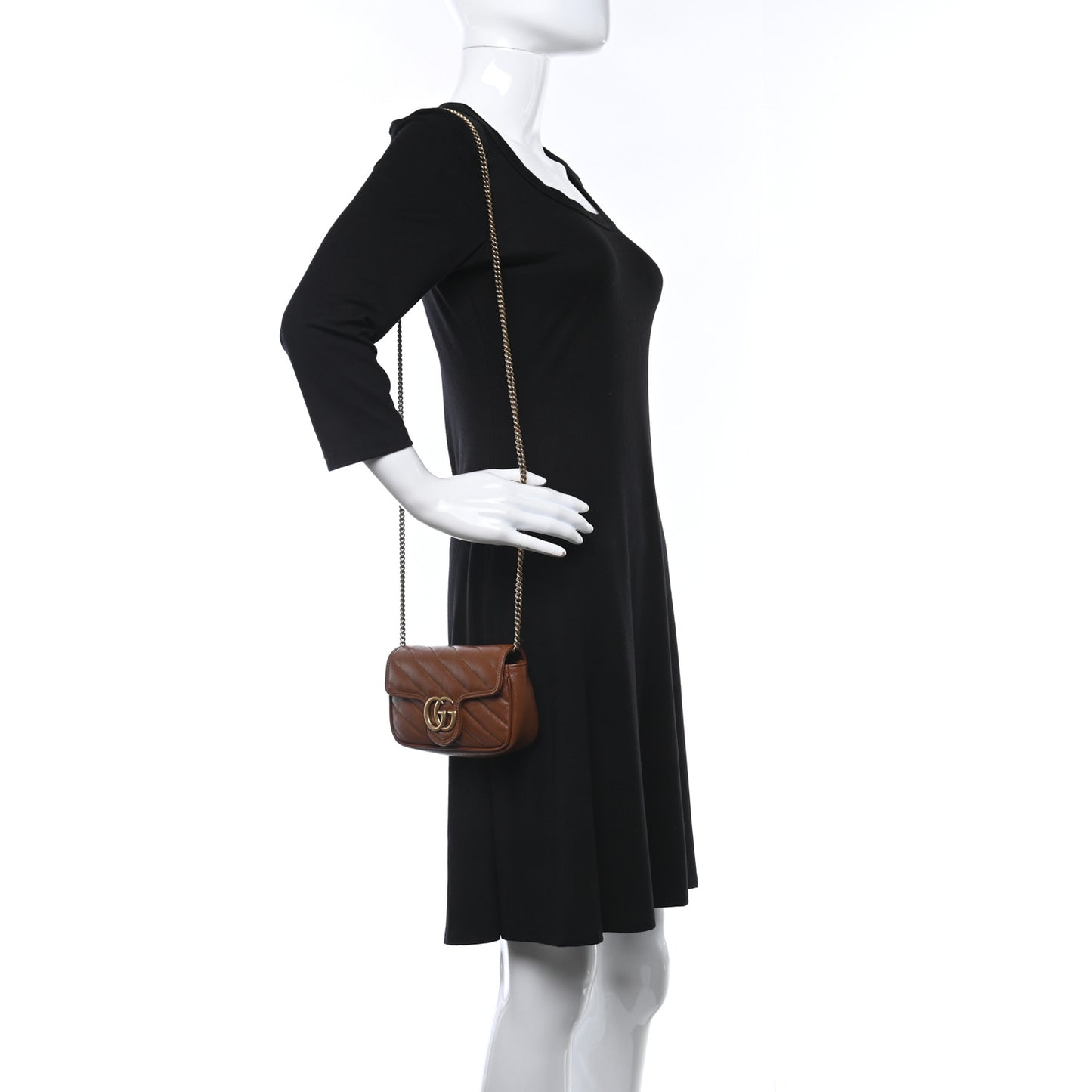 Azalea Calfskin Matelasse Diagonal Super Mini GG Marmont Shoulder Bag Cuir