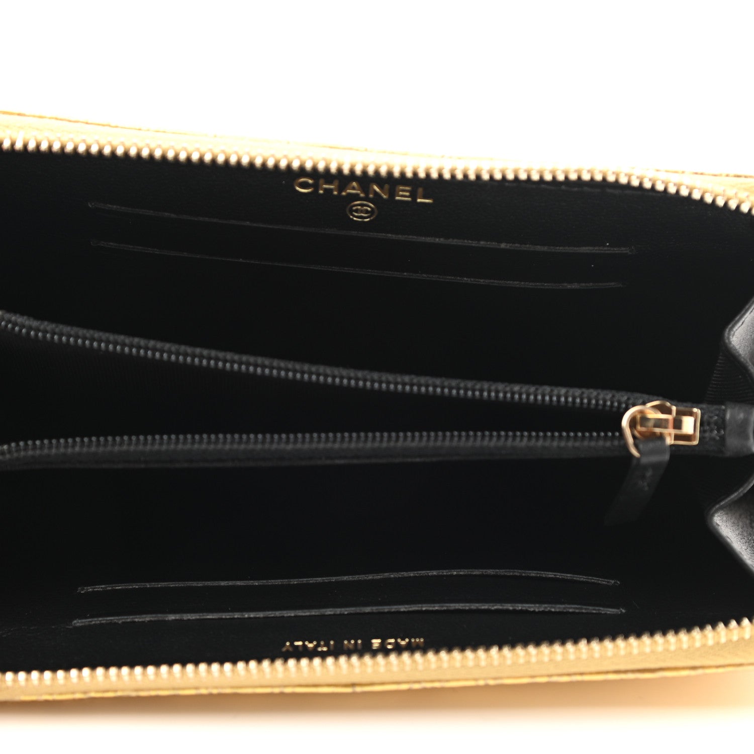 Chanel Metallic Calfskin Crocodile Embossed Small Cocodile Zip Wallet Gold 5 of 8