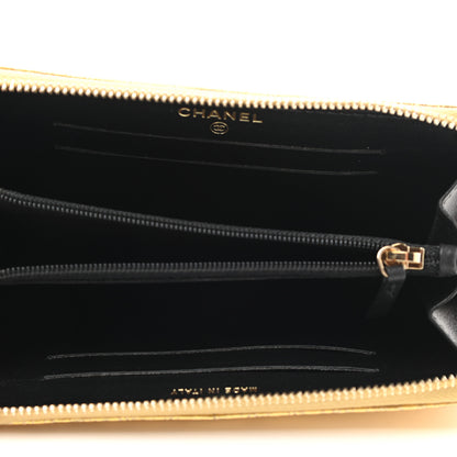 Chanel Metallic Calfskin Crocodile Embossed Small Cocodile Zip Wallet Gold 5 of 8
