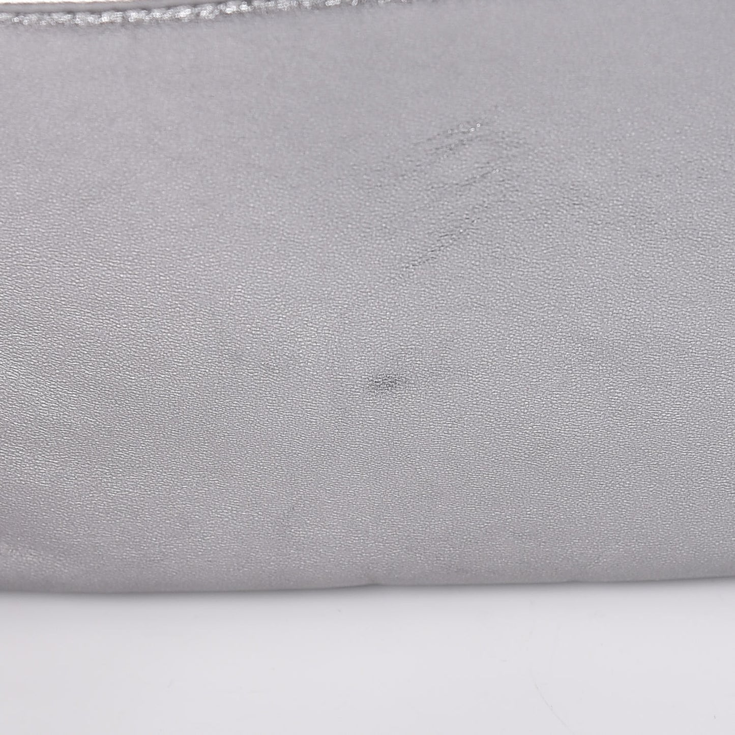 Metallic Lambskin Camellia Beauty Clutch Silver