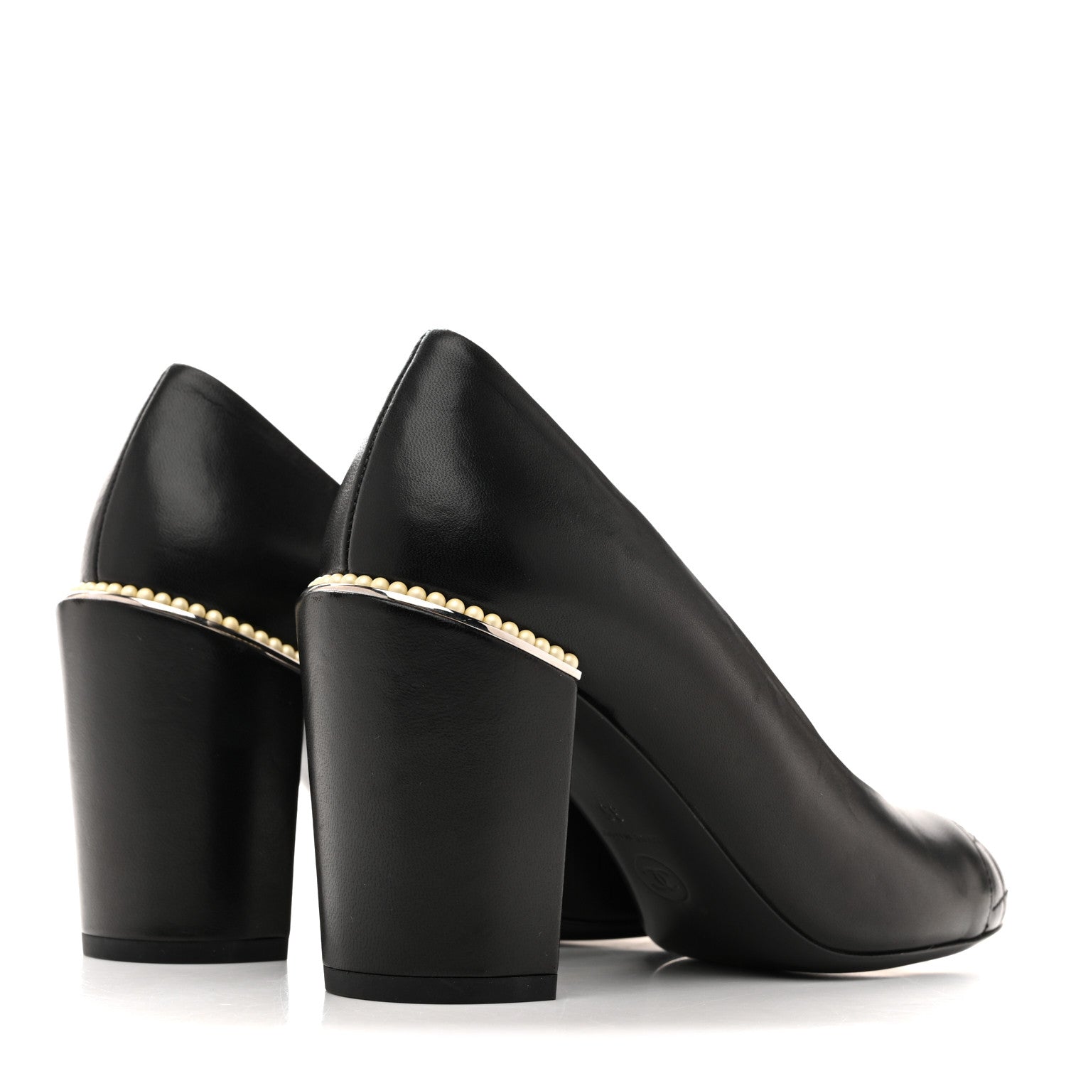 Chanel Lambskin Pearl Cap Toe Pumps 35 Black 5 of 11