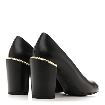 Chanel Lambskin Pearl Cap Toe Pumps 35 Black 5 of 11
