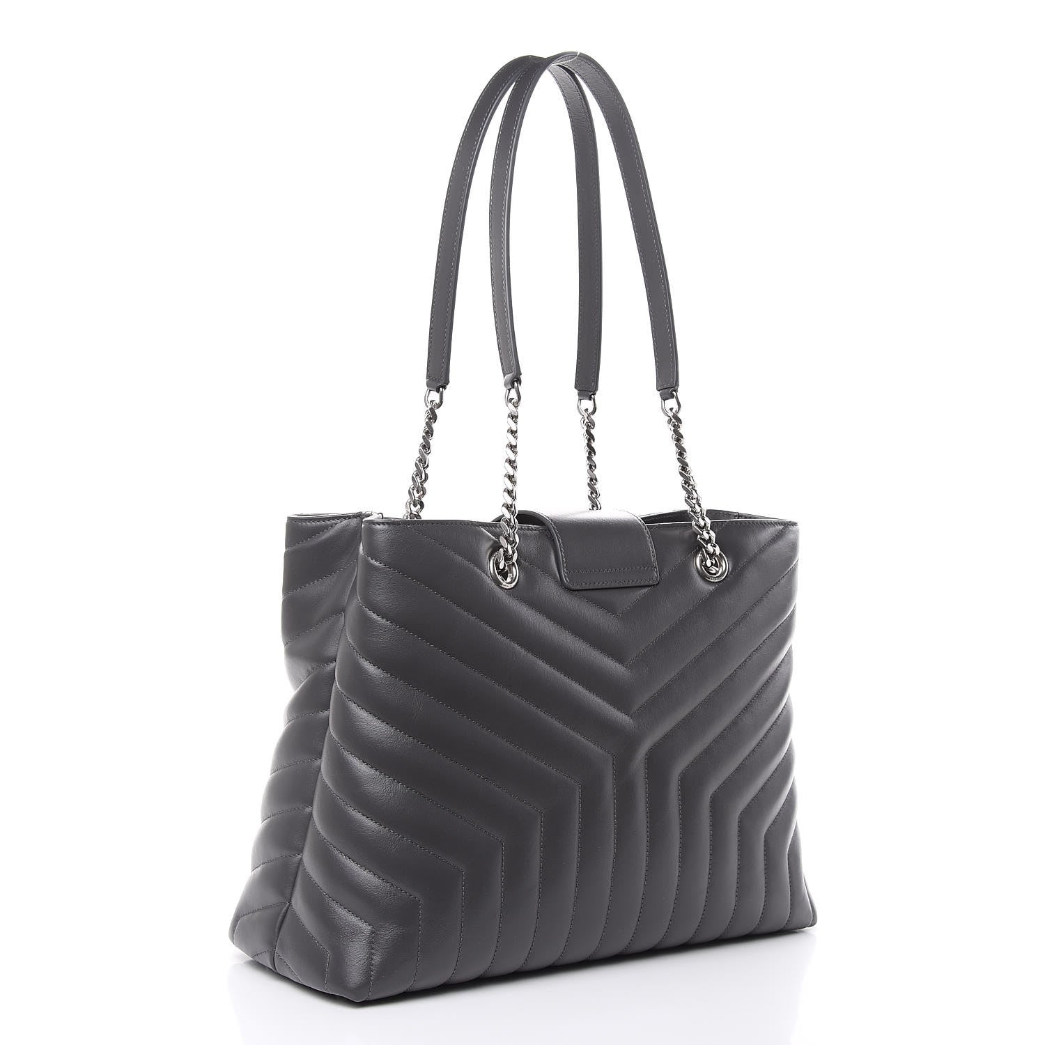 Saint Laurent Calfskin Y Quilted Monogram Large Loulou Shopper Storm 3 of 10