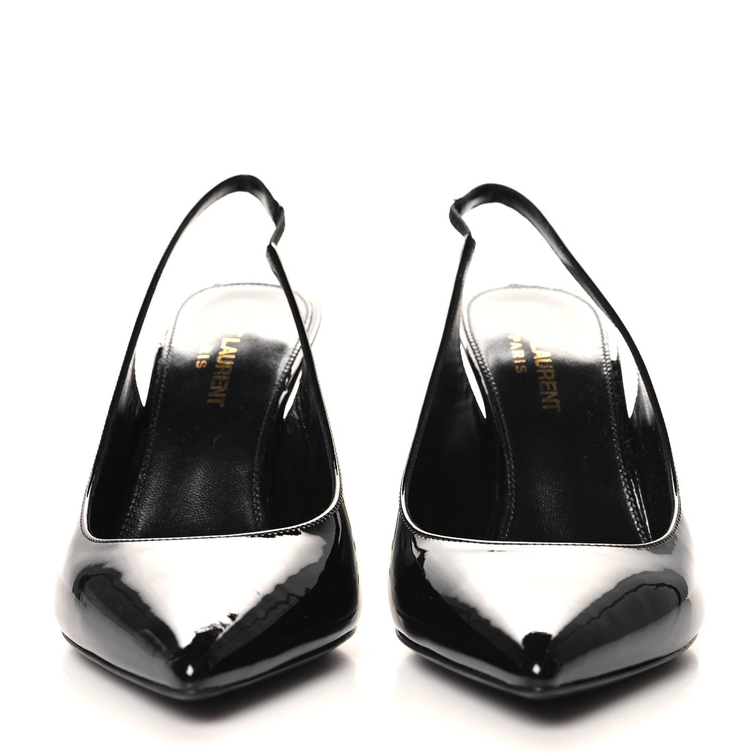 Saint Laurent Patent Opyum 85 Slingback Pumps 36.5 Black Gold 3 of 10