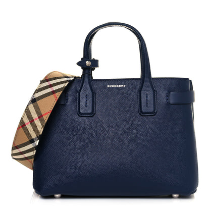 Burberry Grainy Calfskin House Check Small Banner Tote Regency Blue 1 of 12