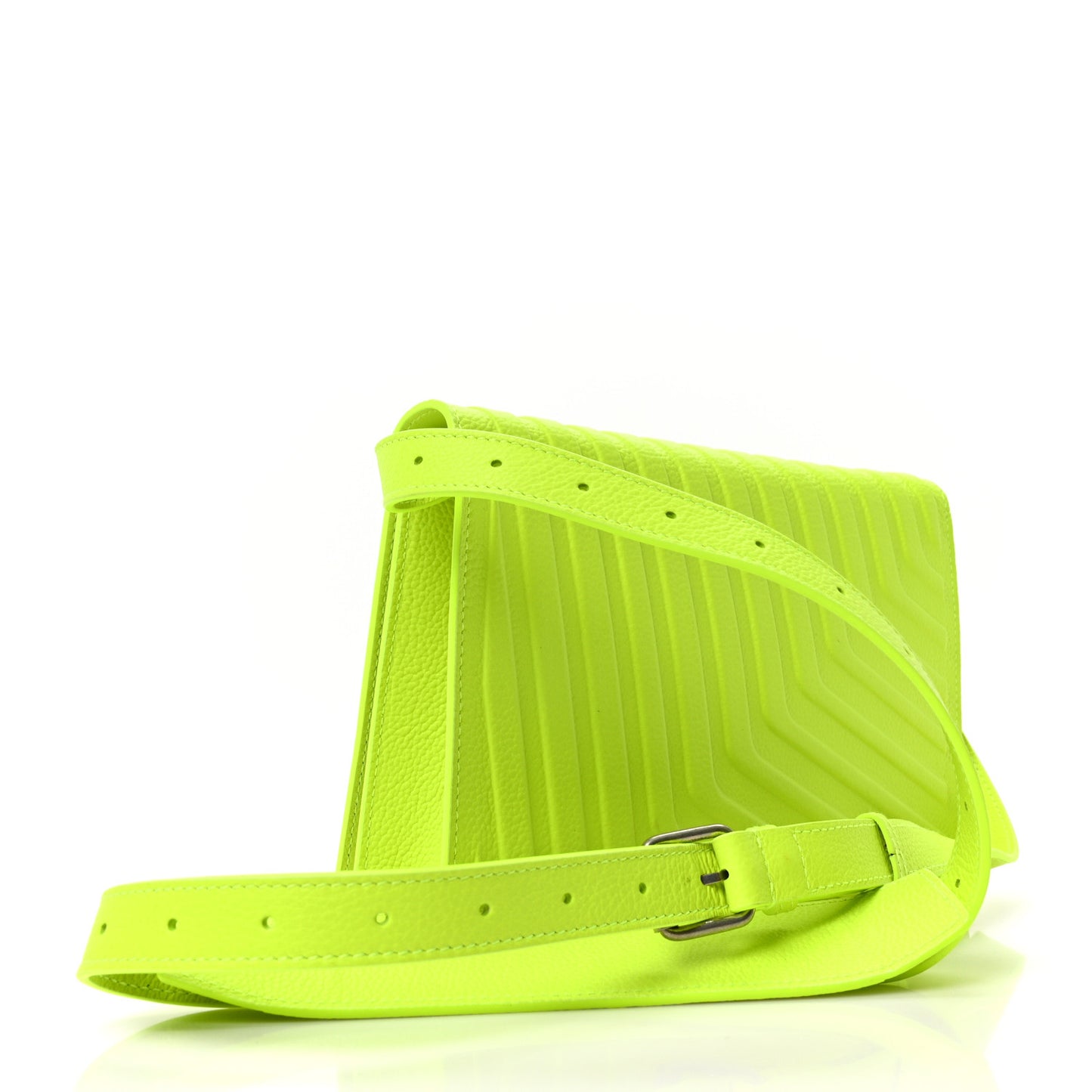 Grained Calfskin Embossed Car Flap Bag Fluo Yellow