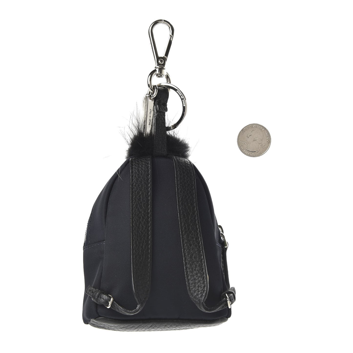 Nylon Cuoio Romano Nutria Fox Fur Monster Eyes Mini Backpack Charm Blue Black Multicolor