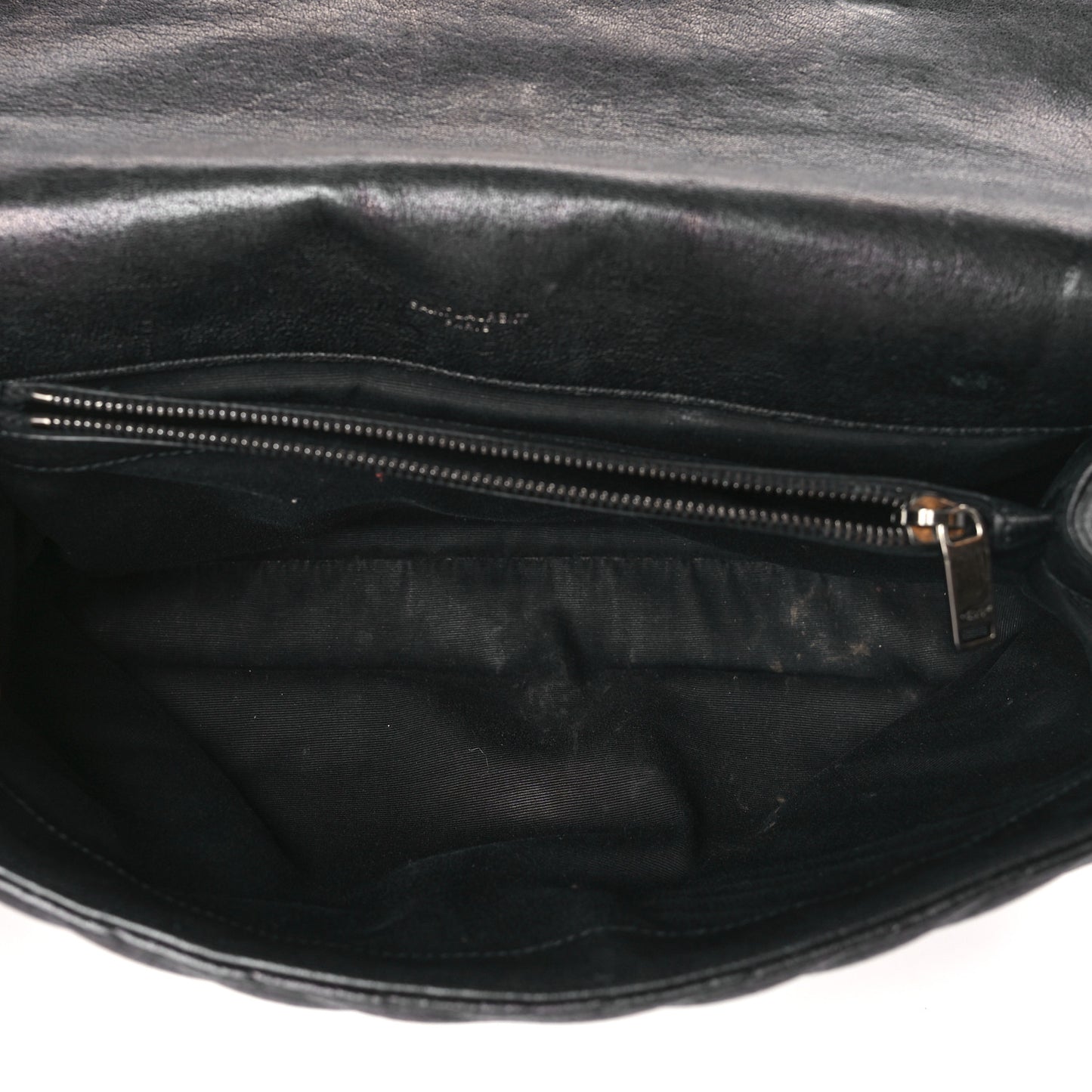 Sheepskin Matelasse Chevron Monogram Large College Satchel Black