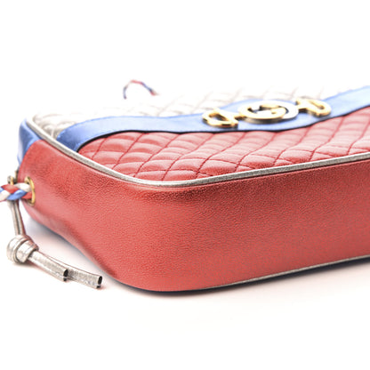 Gucci Laminated Nappa Trapuntata Small Zumi Shoulder Bag Rosso Marine Argento 6 of 10