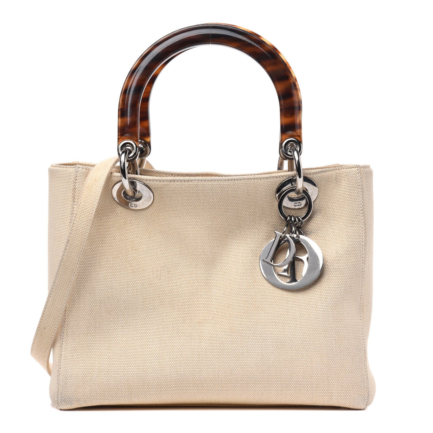 Canvas Tortoise Medium Lady Dior Ivory