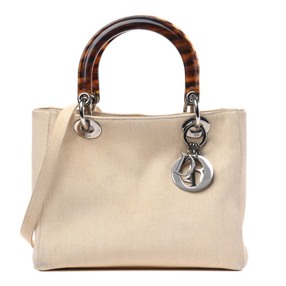 Christian Dior Canvas Tortoise Medium Lady Dior Ivory 1 of 4