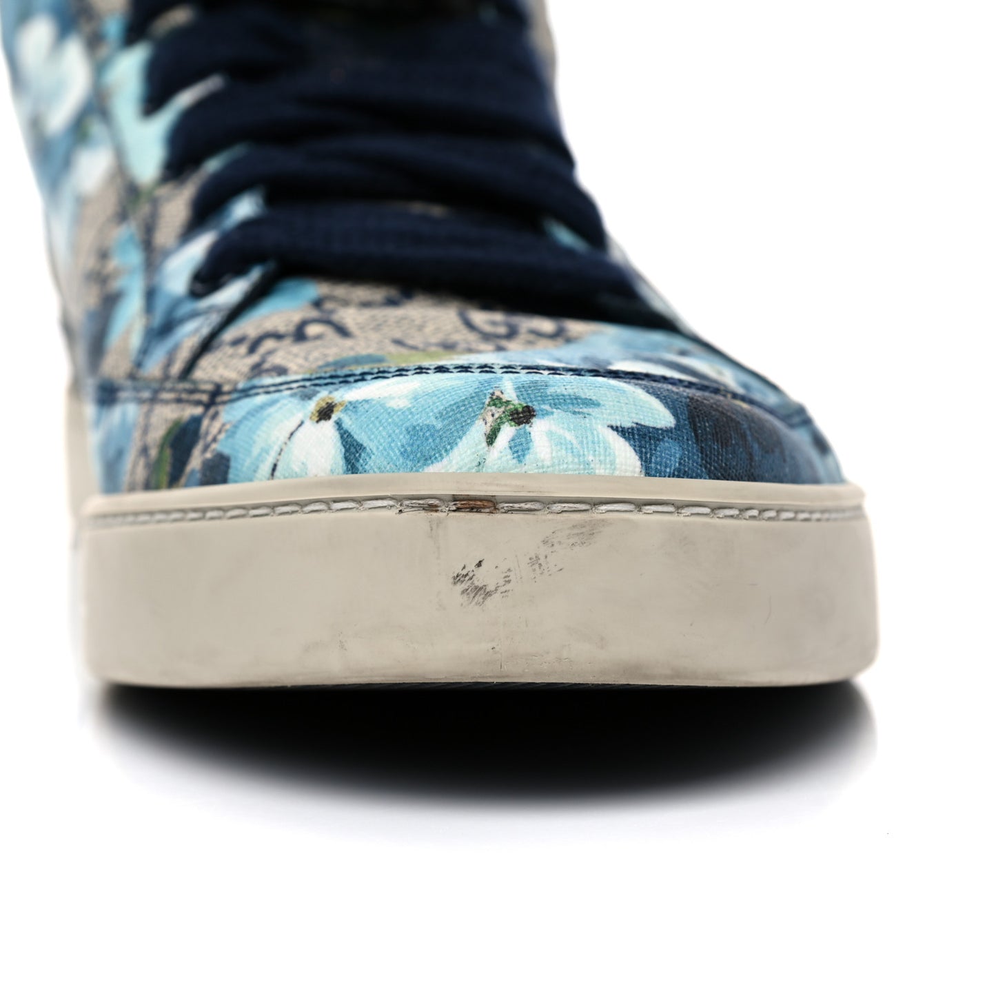 GG Supreme Monogram Blooms Mens High Top Sneakers 12 Beige Blue