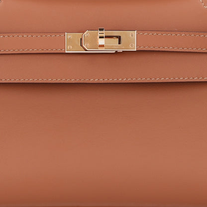 Hermes Swift Horseshoe Kelly Pochette Clutch Gold Rouge H 10 of 11