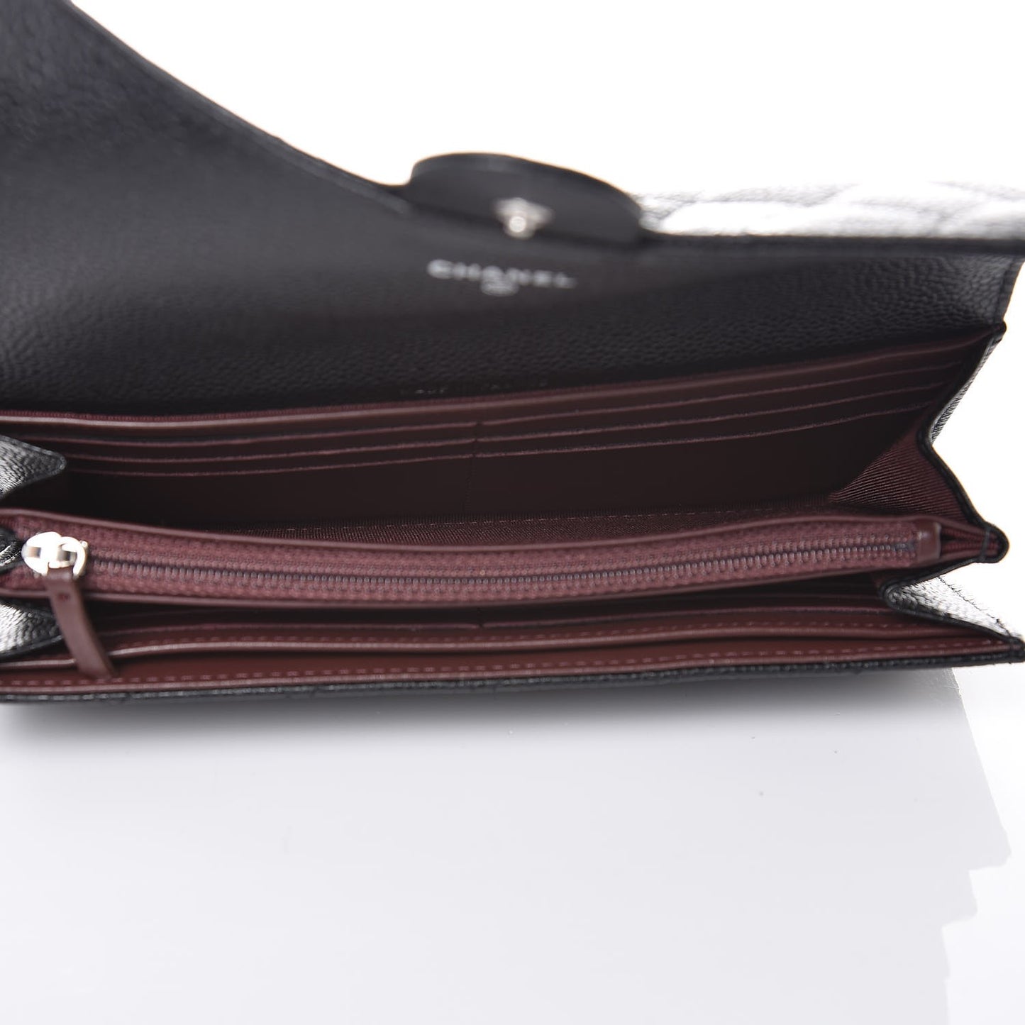 Caviar Quilted Large Gusset Flap Wallet Black