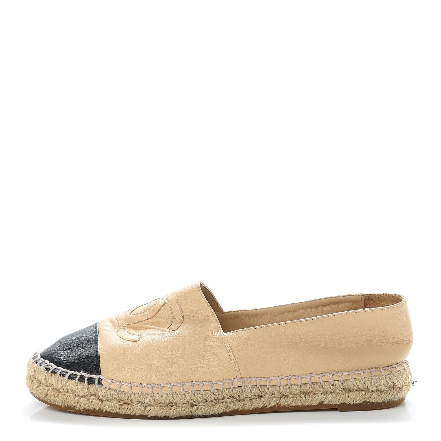 Chanel Lambskin CC Espadrilles 40 Beige Black 1 of 18