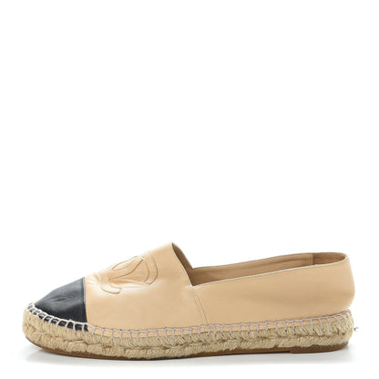 Chanel Lambskin CC Espadrilles 40 Beige Black 1 of 18