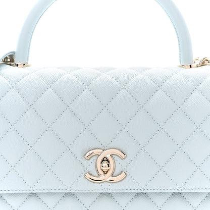 Chanel Caviar Quilted Small Coco Handle Flap Light Blue 9 of 12