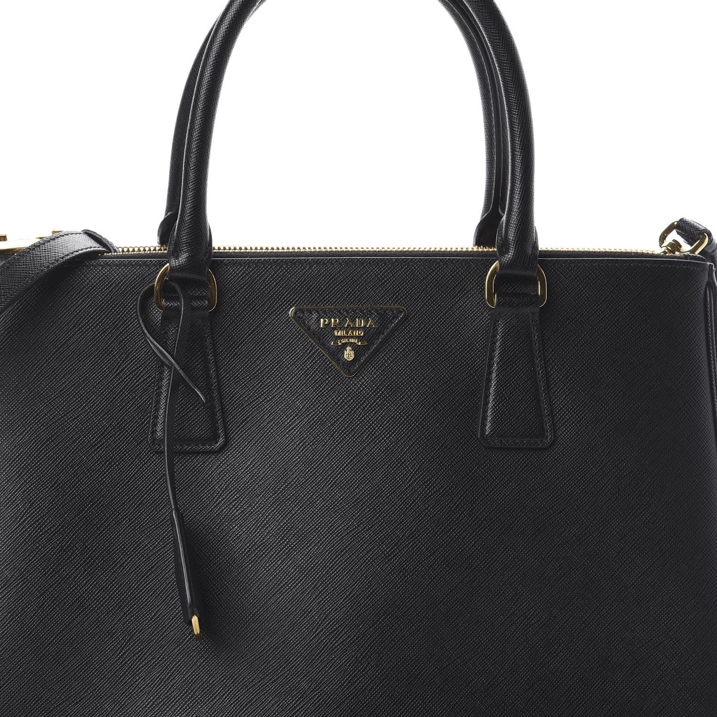 Saffiano Lux Large Galleria Double Zip Tote Black
