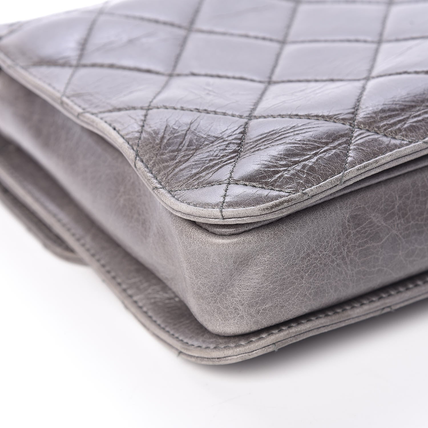Chanel Glazed Calfskin Quilted Large Perfect Edge Flap Grey 15 of 17