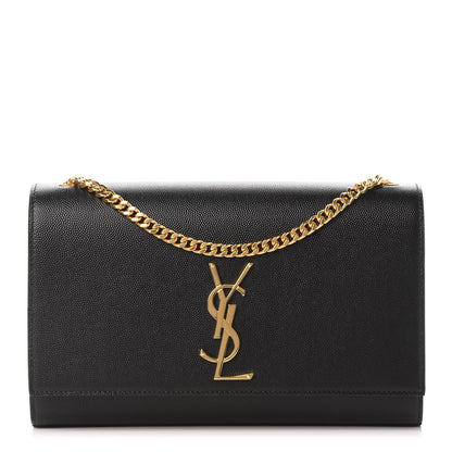 Saint Laurent Grain De Poudre Medium Classic Monogram Kate Satchel Black 1 of 10