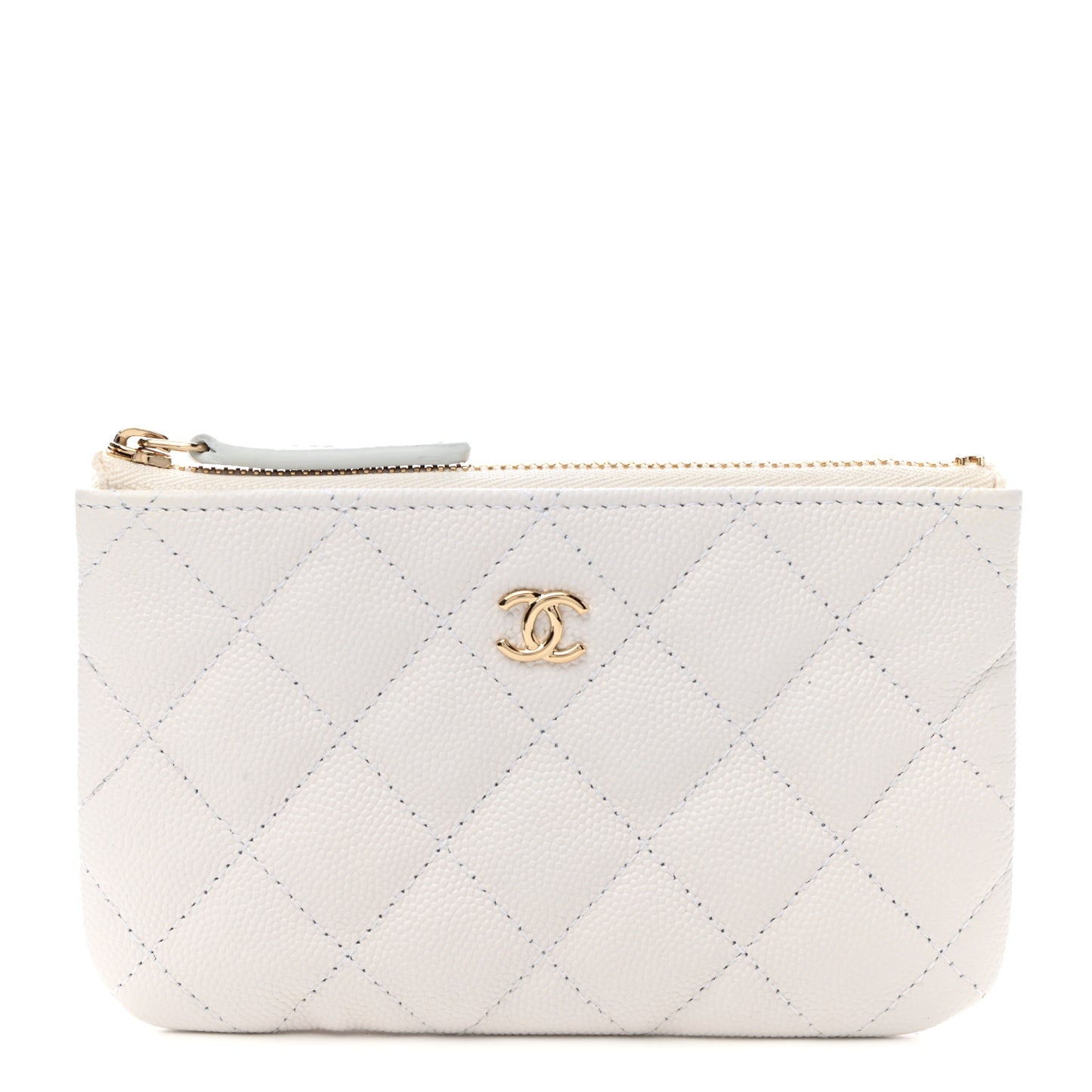 Caviar Quilted Small Cosmetic Case White