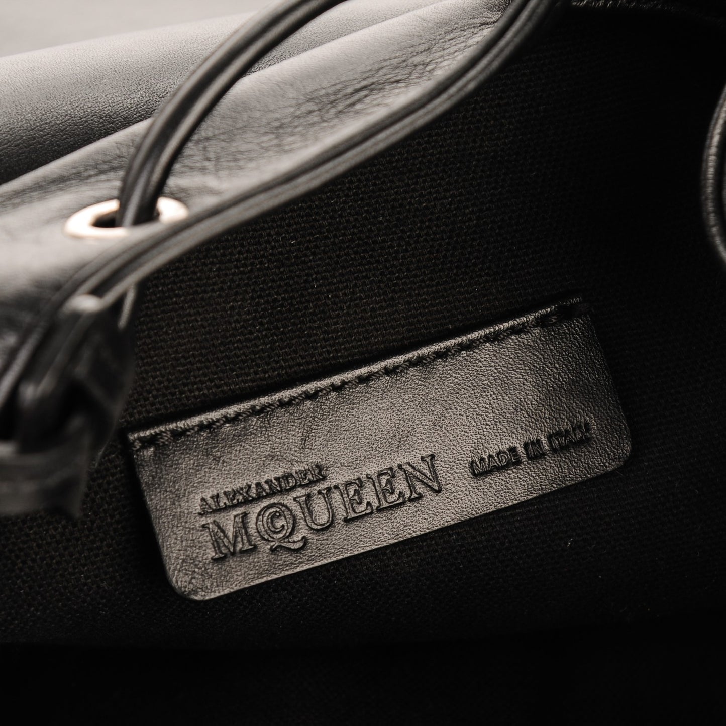 Calfskin Studded Padlock Zip Backpack Black