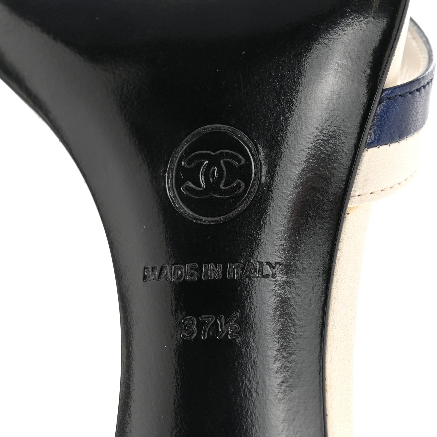 Chanel Lambskin CC Mules 37.5 Dark Navy Blue 6 of 12