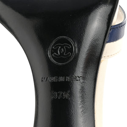 Chanel Lambskin CC Mules 37.5 Dark Navy Blue 6 of 12