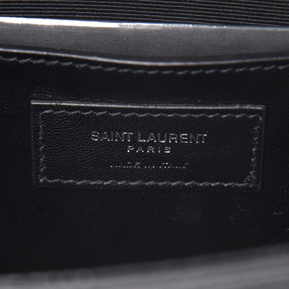 Saint Laurent Calfskin Crocodile Embossed Classic Monogram Tassel Clutch Black 7 of 7