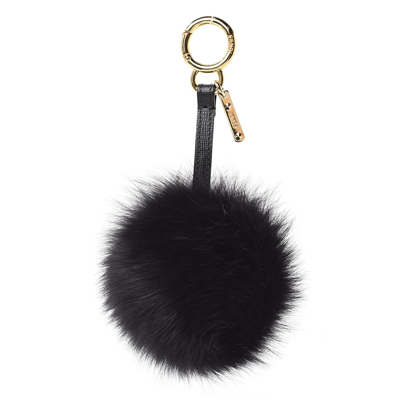Fox Fur Pom Pom Bag Charm Black