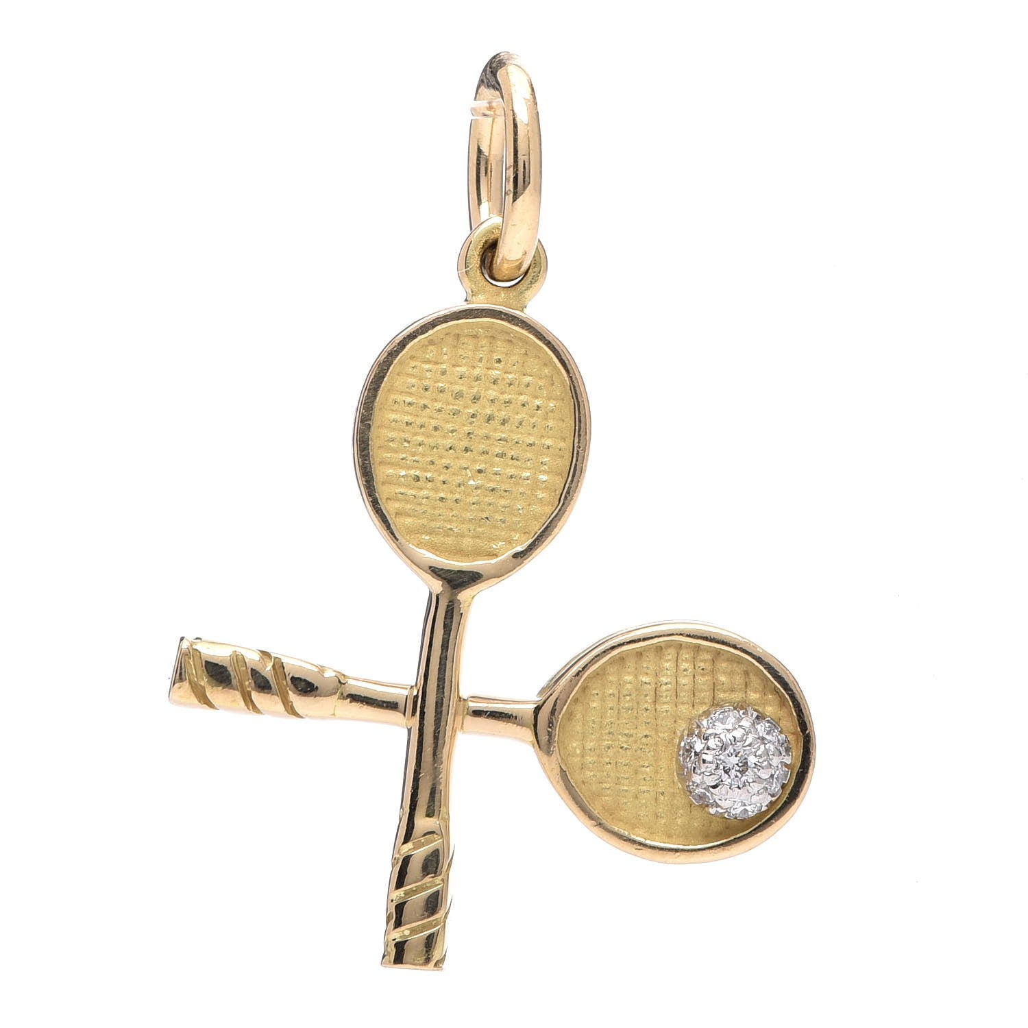 Tiffany 18K Yellow Gold Diamond Tennis Raquet Charm 1 of 3