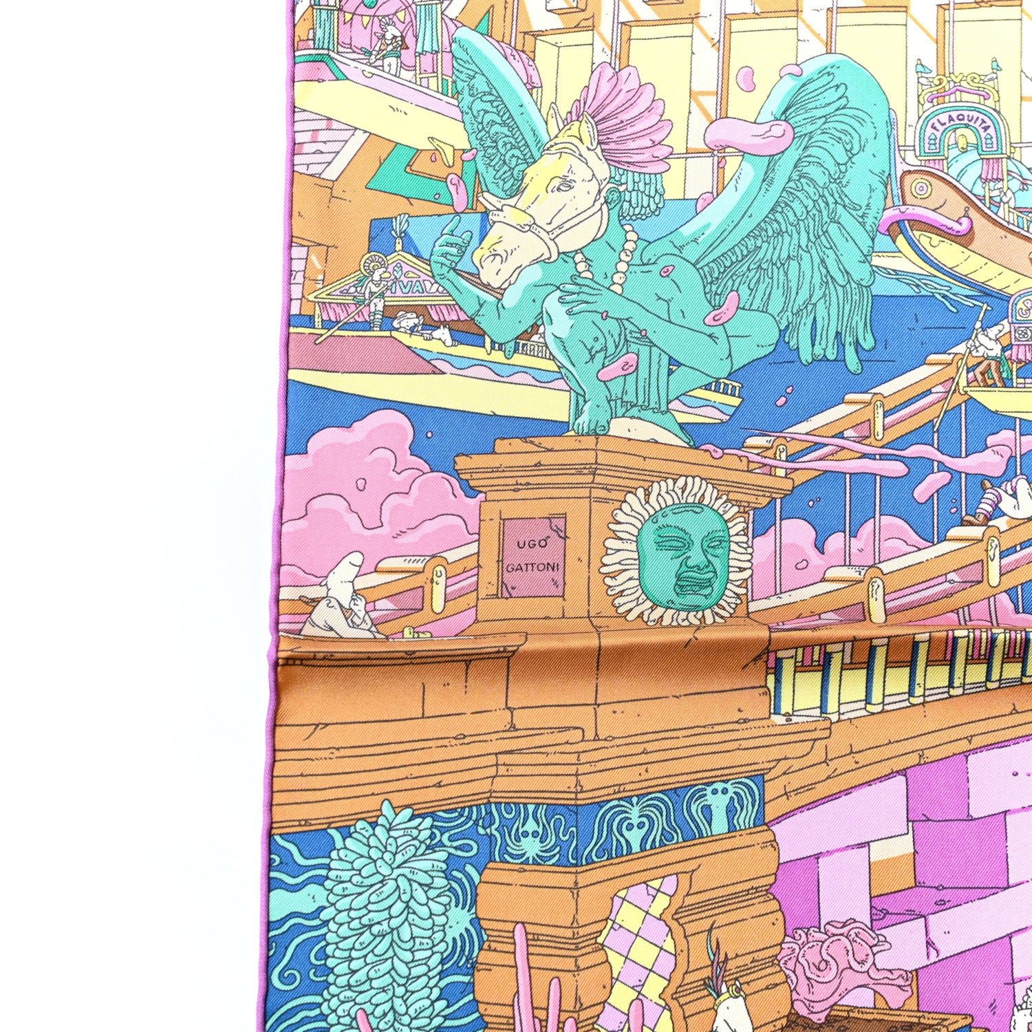 Hermes Silk La Legende Du Cheval A Plumes Scarf 90 4 of 6