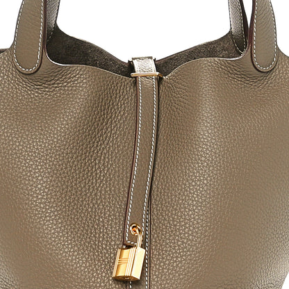 Hermes Taurillon Clemence Picotin Lock 22 MM Etoupe 8 of 11