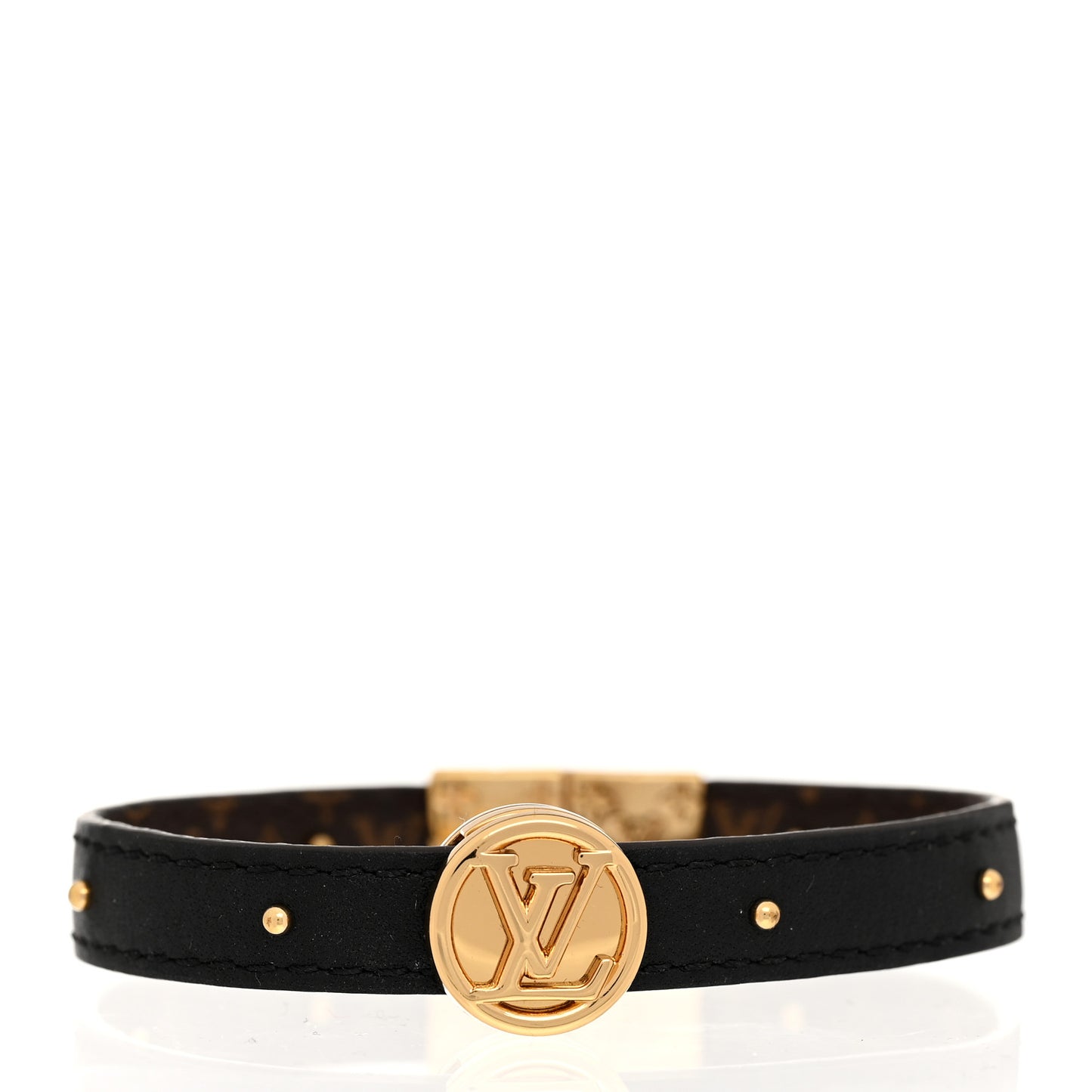 Monogram LV Circle Reversible Bracelet 17 Black