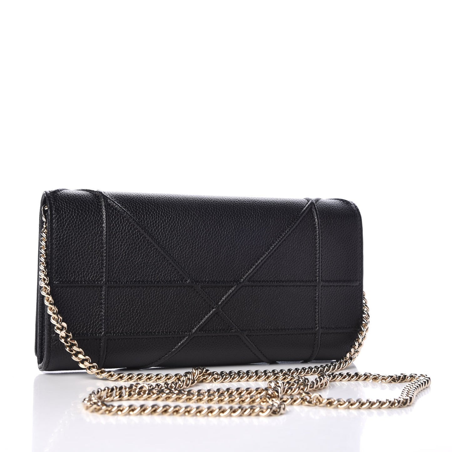 Grained Calfskin Diorama Croisiere Chain Wallet Black